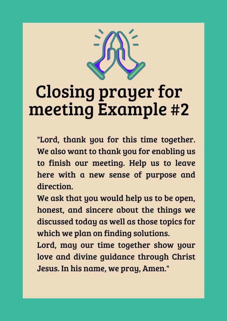 Closing prayer for meeting Example 2