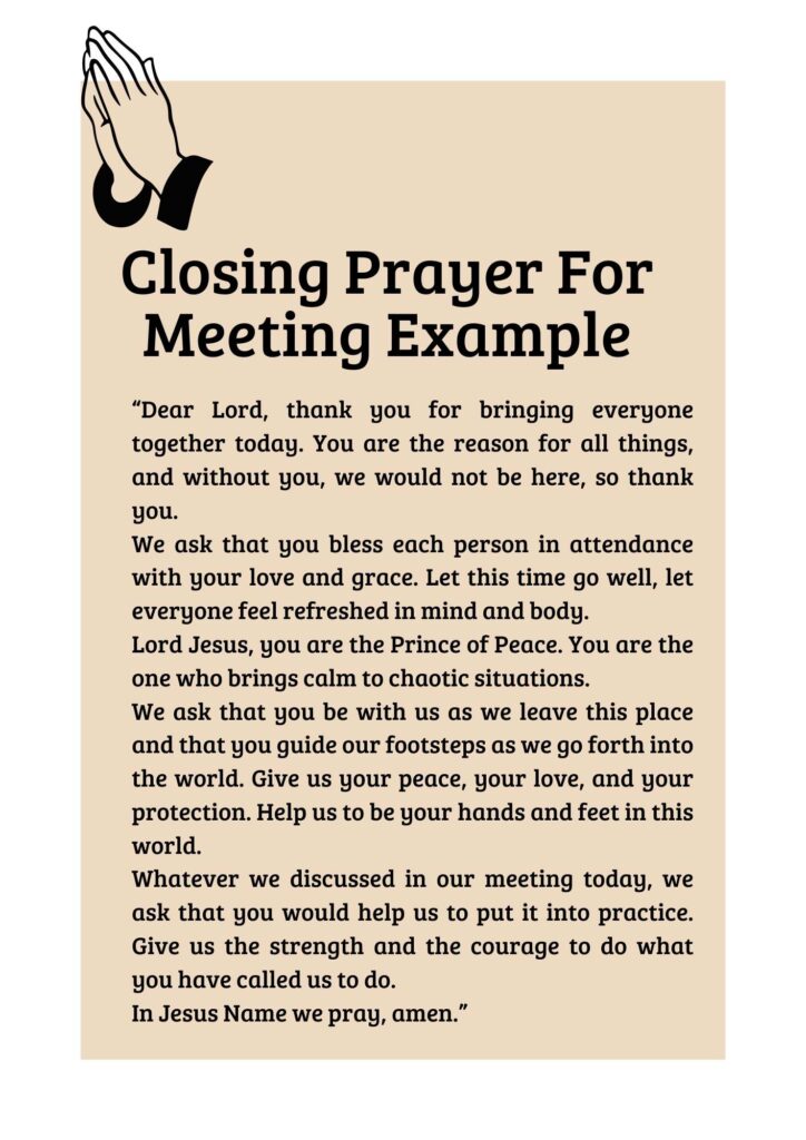Closing prayer for meeting Example #1