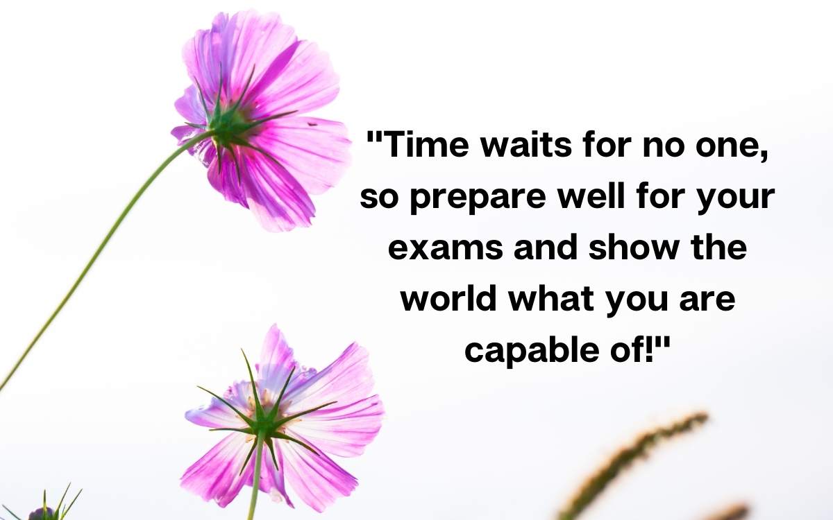 "Time waits for no one, so prepare well for your exams and show the world what you are capable of!"