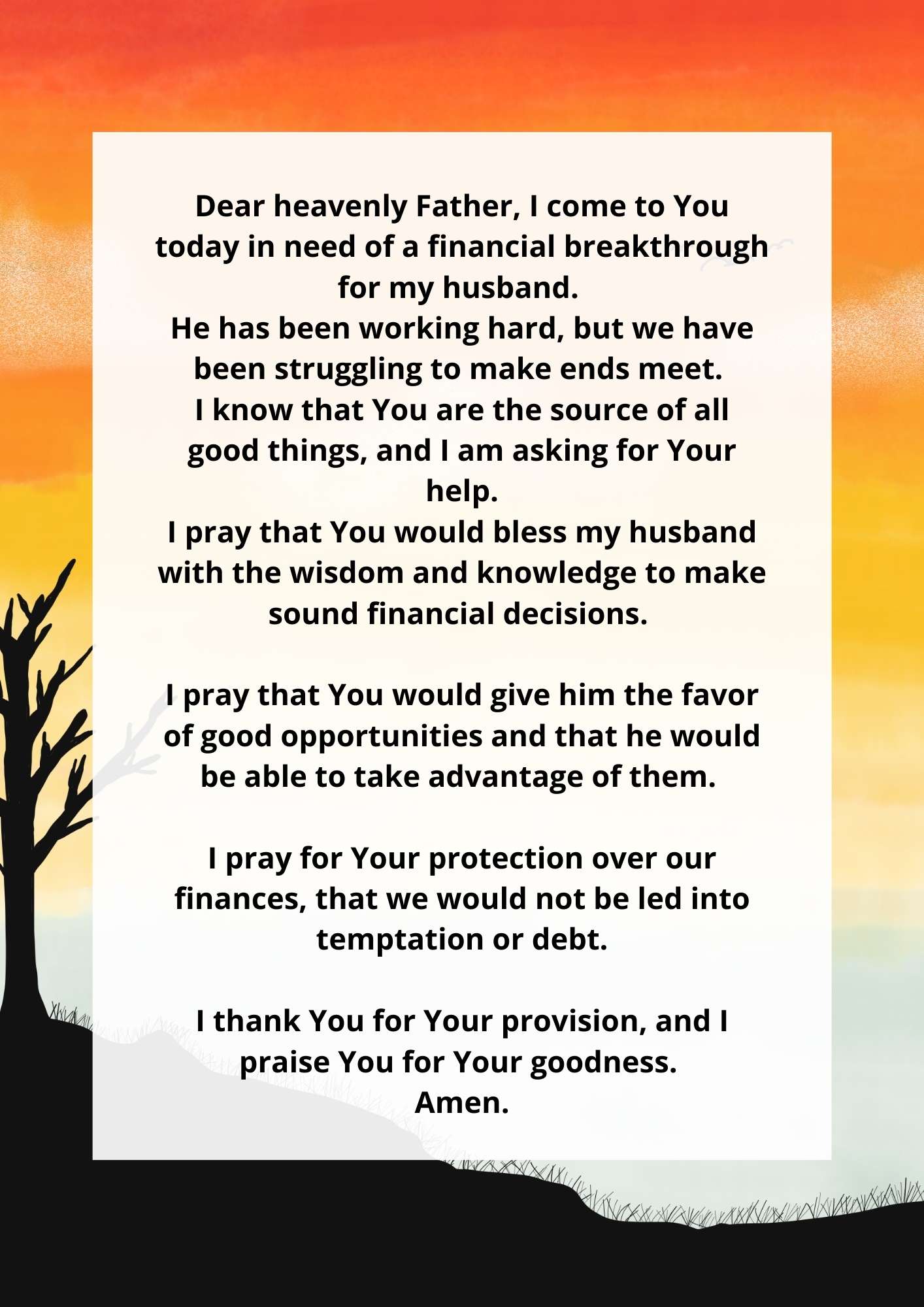 Prayer For Financial Breakthrough For My Husband