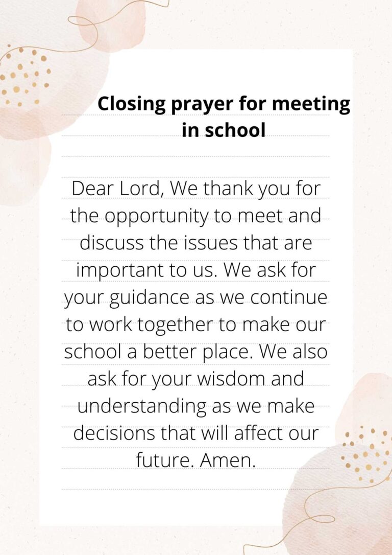 Closing Prayer For Meeting In School