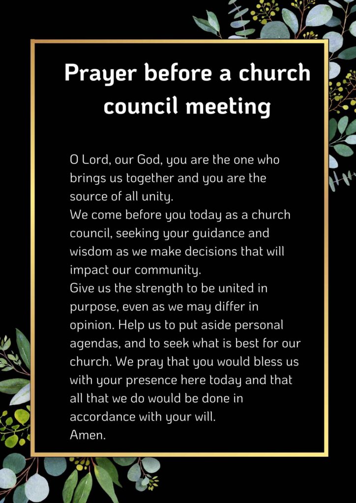 Prayer before a church council meeting