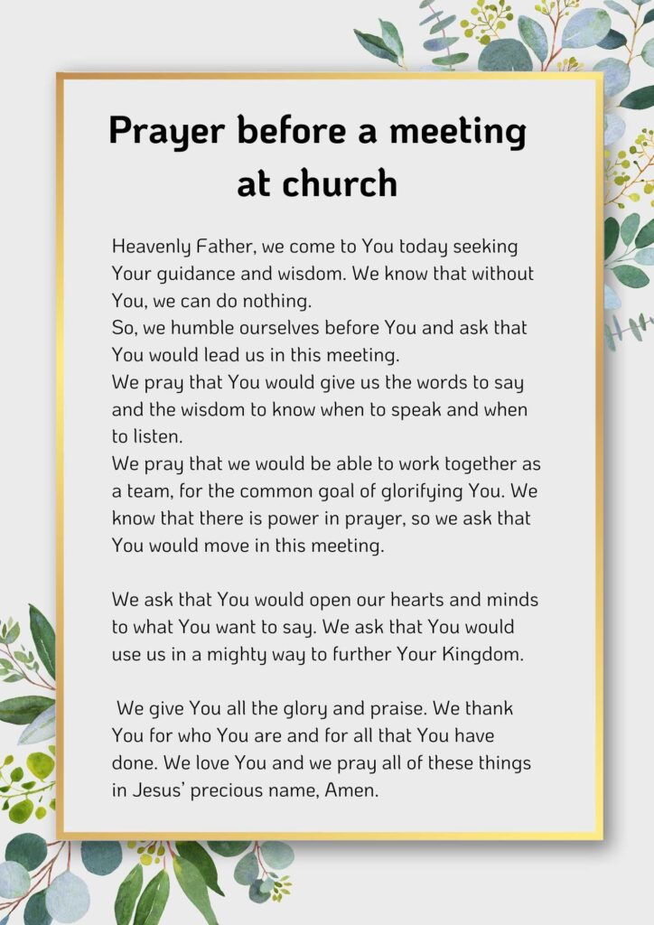 Prayer before a meeting at church
