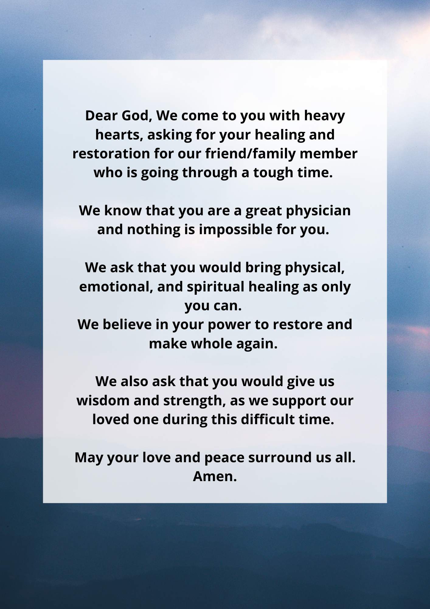 Short Prayer For Healing And Recovery For Someone You Love