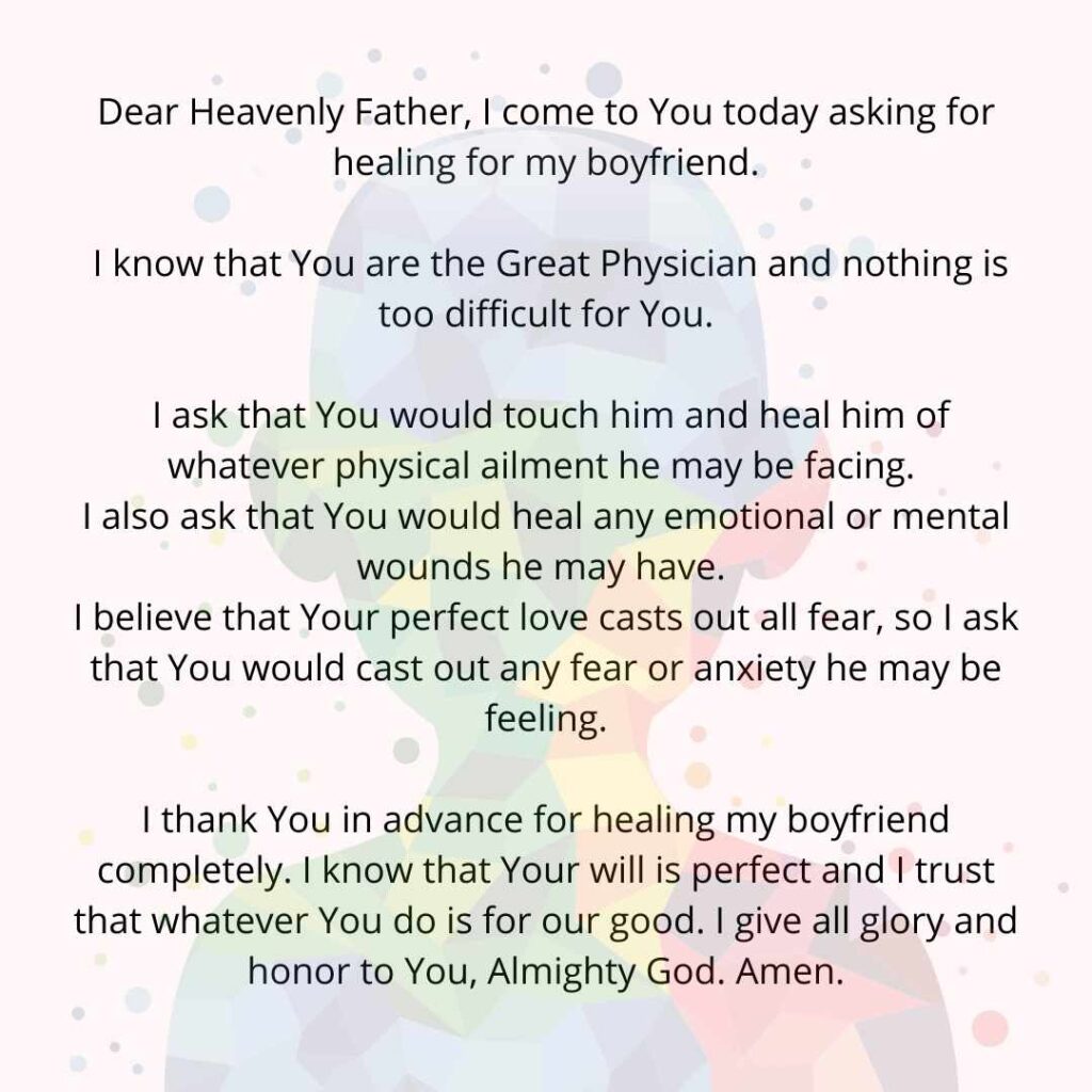 Prayer for Healing for my boyfriend