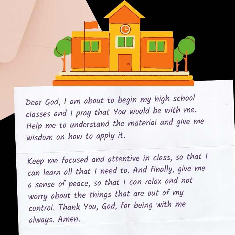 Short Prayer prayer for class for high school