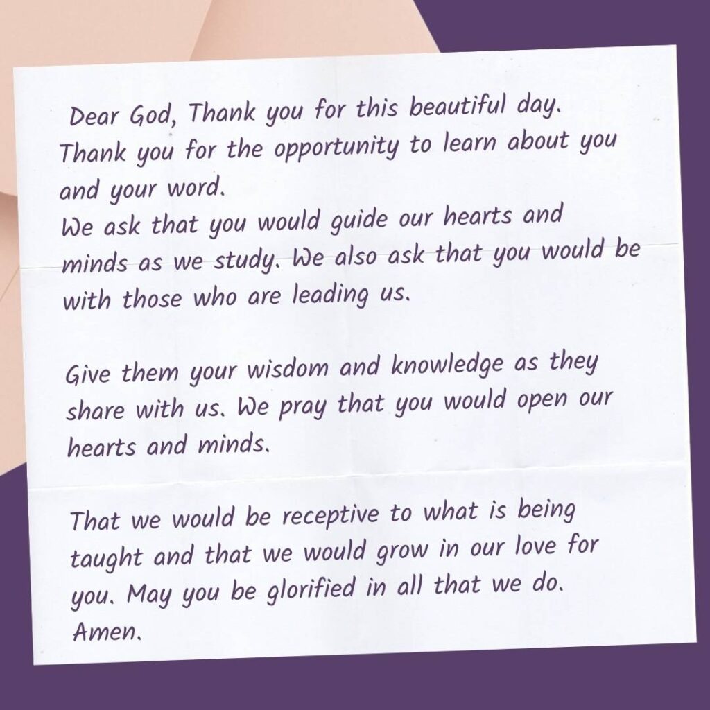 examples of prayers you can say before Sunday school