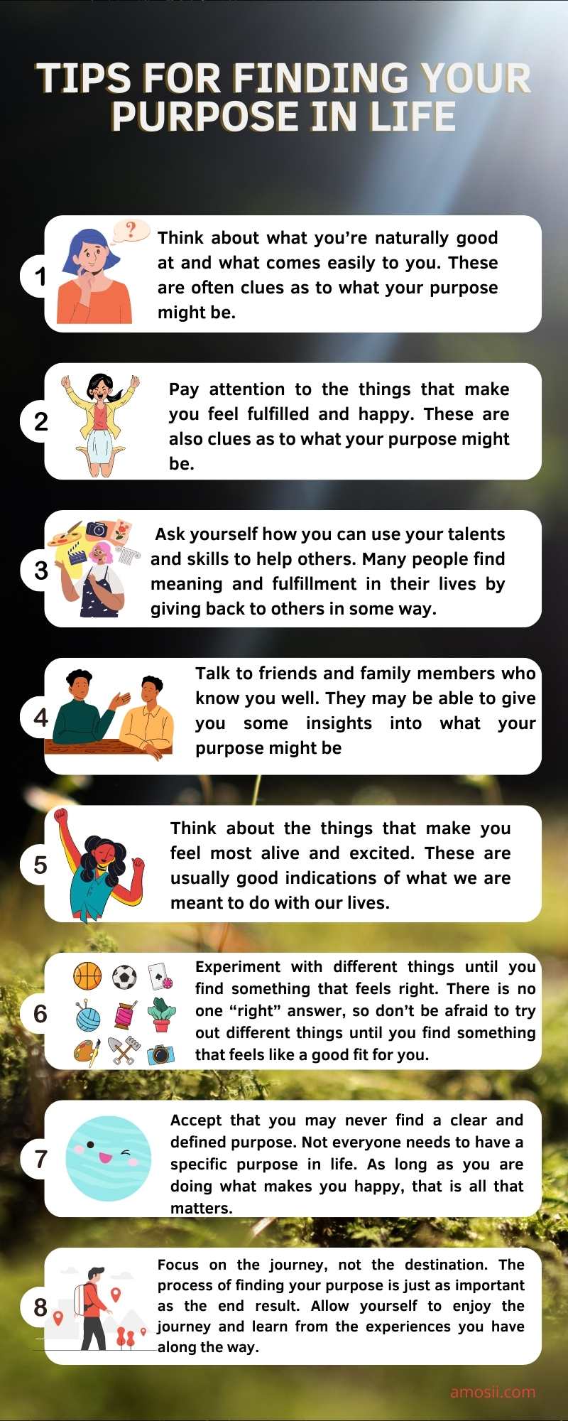 Finding your purpose in life infographic