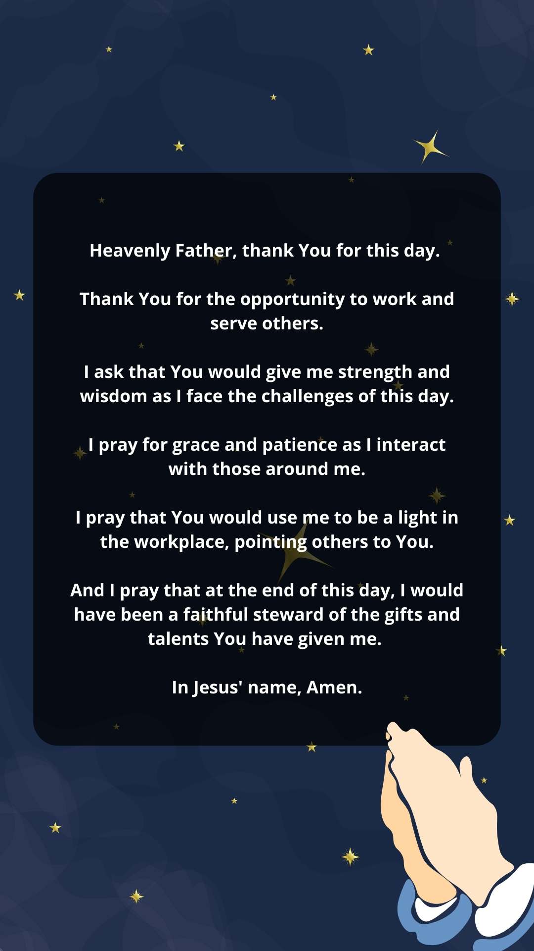 Prayer For A Day At Work