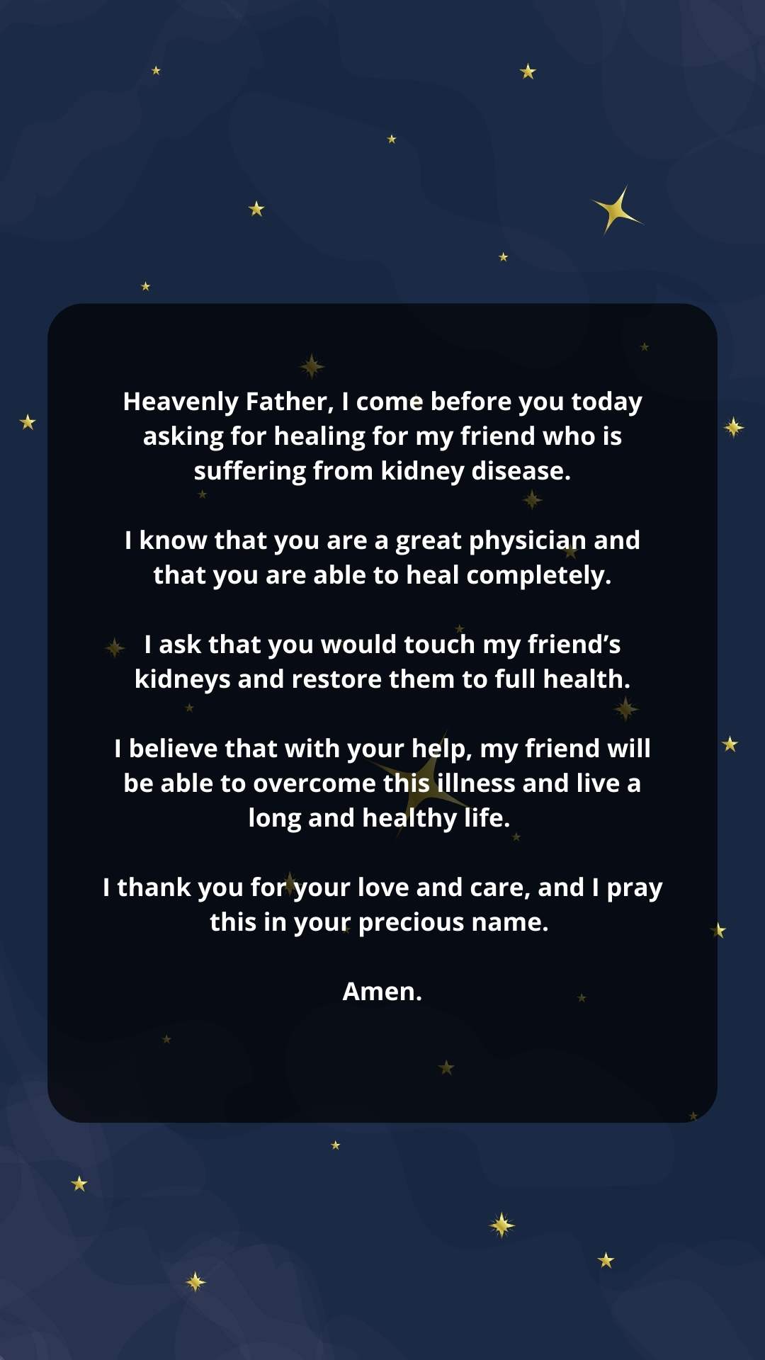 Prayer For Friend Kidney Healing