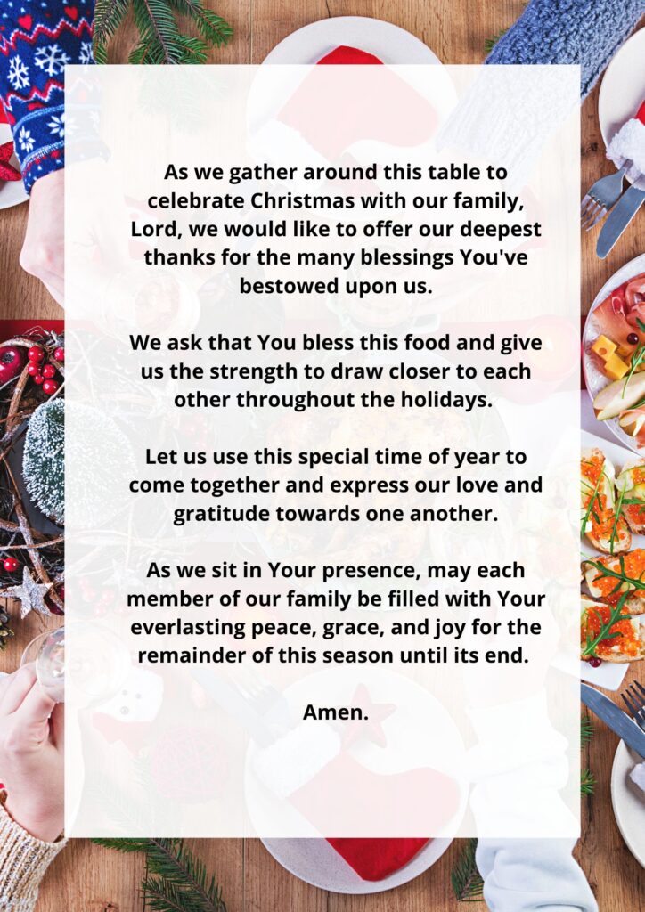 Christmas Mealtime Prayer For Family sample