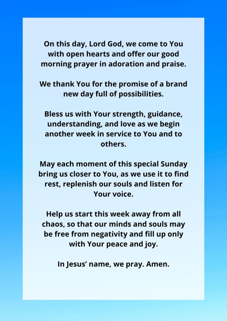 Good Morning Prayer For Sunday