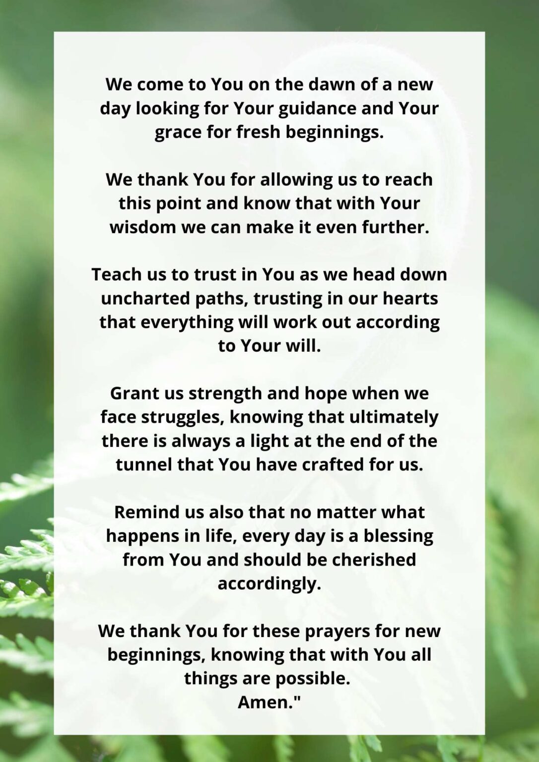 Prayer For New Beginnings And Fresh Start