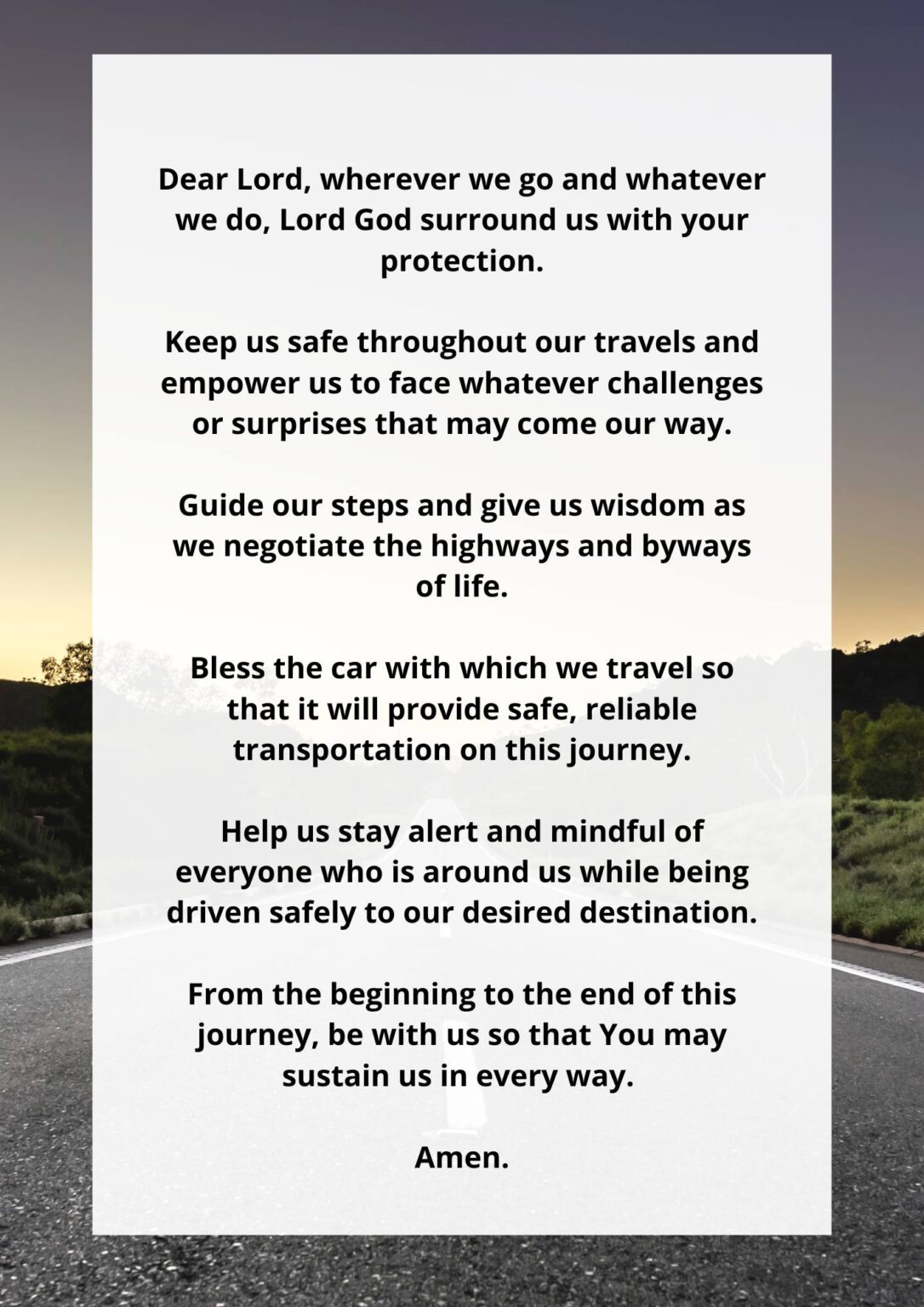 Prayer For Traveling By Car - AmoSii