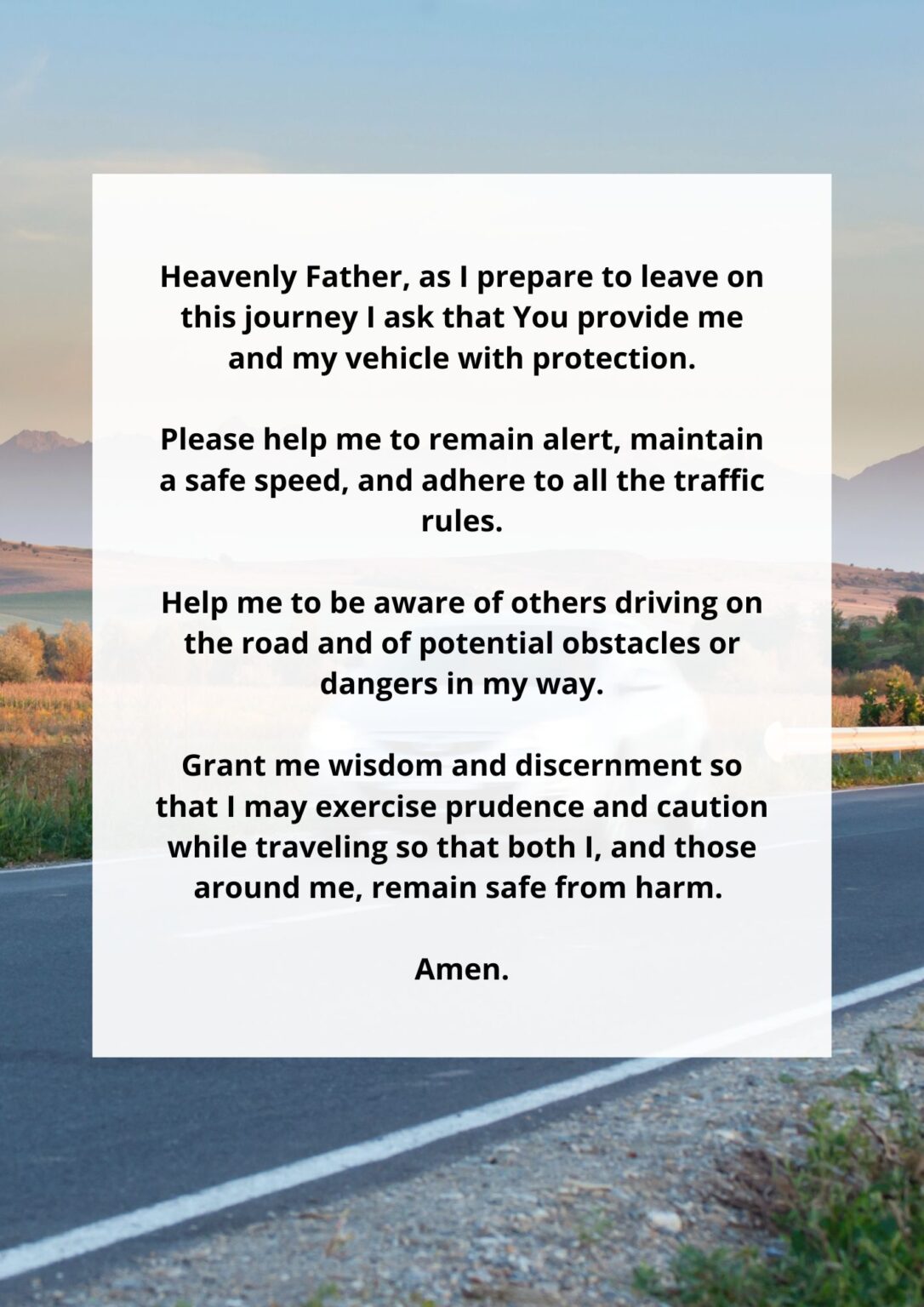 Prayer For Traveling By Car - AmoSii