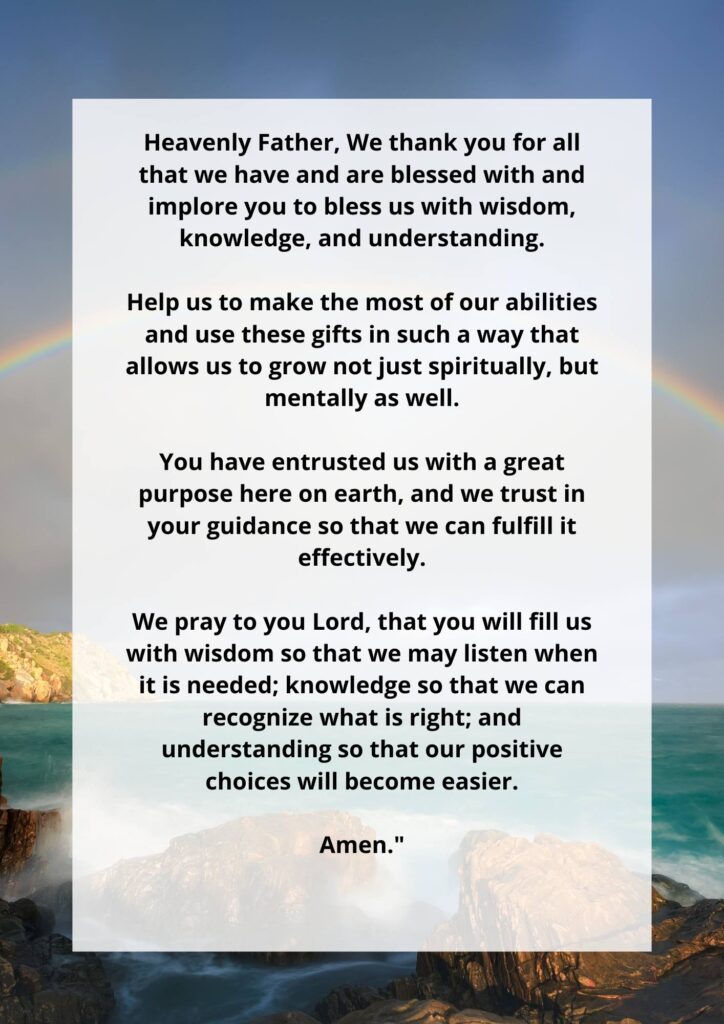 Prayer For Wisdom Knowledge And Understanding