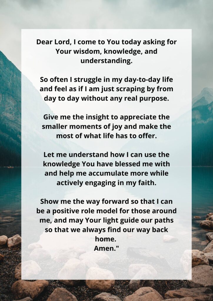 Prayer For Wisdom Knowledge And Understanding: Purpose and Clarity