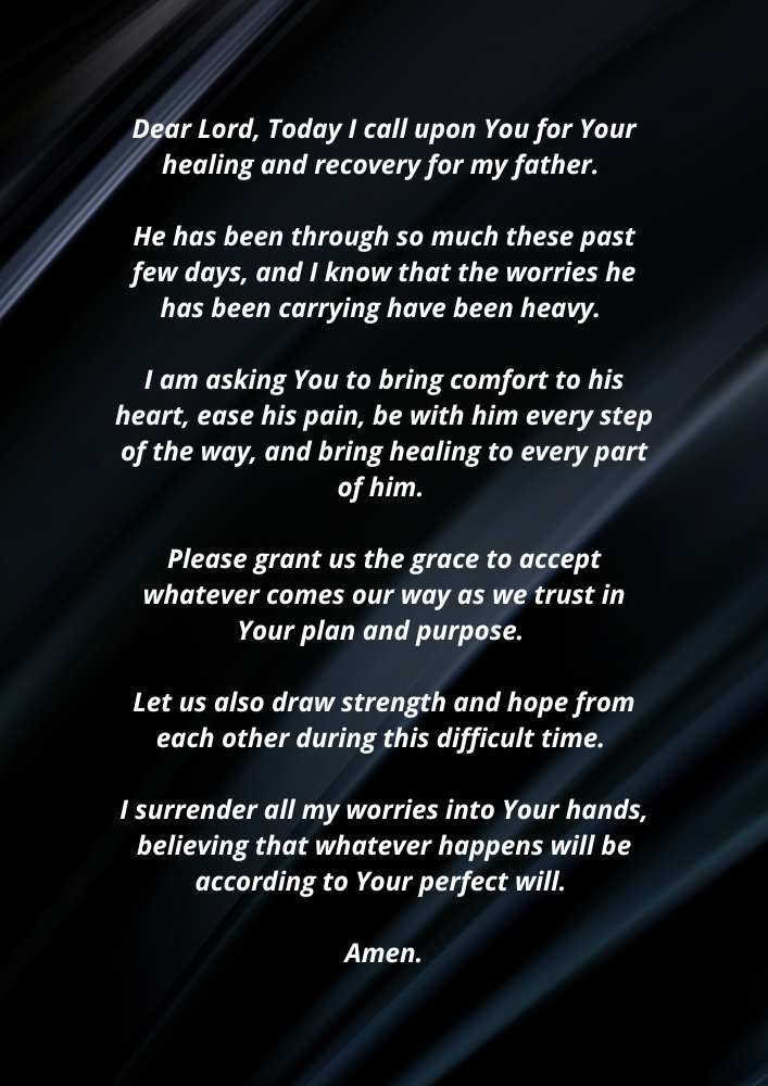 Short Prayer For Healing And Recovery For My Father