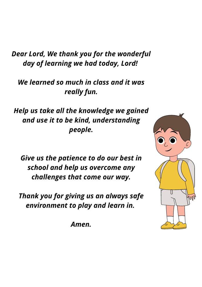 Prayer After Class For Kindergarten