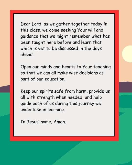 Short Opening Prayer Before Class