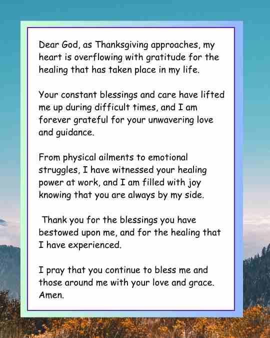 gratitude to God for the healing