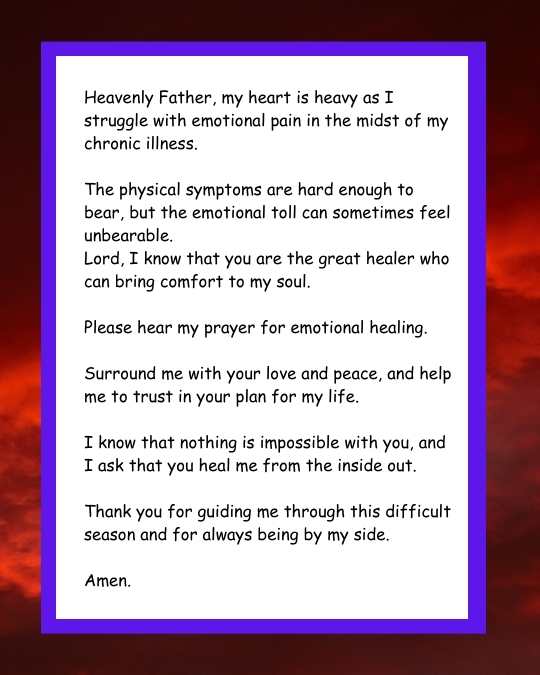 Prayer for emotional healing while dealing with a chronic illness