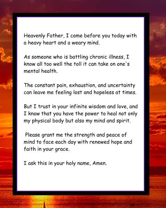 Prayer for mental healing with Chronic Illness