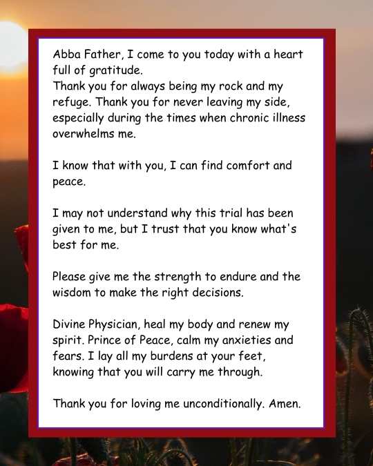 Prayer for comfort and peace With Chronic Illness