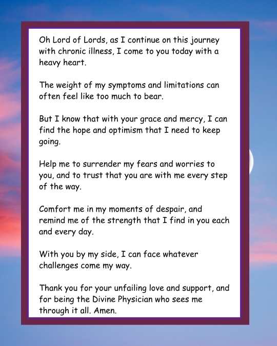 Prayer for hope and optimism With Chronic Illness