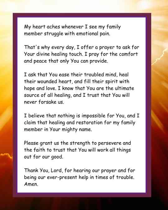 Daily Prayer for Emotional Healing of a Family Member